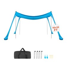 VEVOR Beach Tent Sun Shelter Portable Sun Shade Canopy 10x10ft UPF50 4 Sandbags