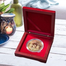 Coin Display Case Wooden Badge Box for Collectible Coins