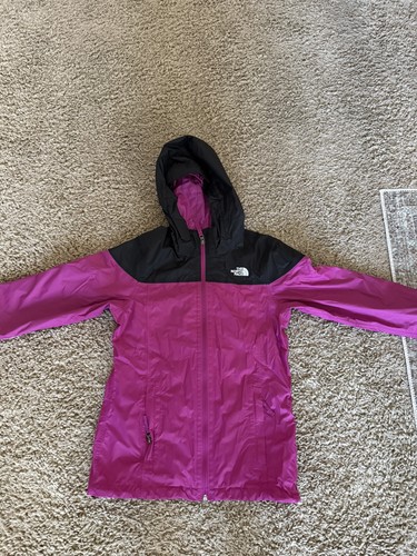 The North Face Pink Hyvent Rain Coat Jacket Packable Hood Girls L (14-16) Purple