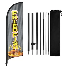 Fried Fish Advertising Swooper Flag Banners, Fried Fish Feather Flags with Po