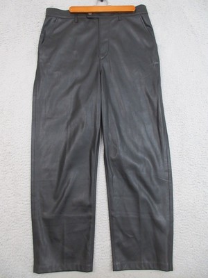 Levis Premium Math Club Slacks Pants Mens 32 Black Leather Straight Leg Zip Fly