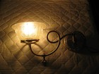 ANTIQUE SOLID BRASS GAS SWIVEL Wall Light Sconce w/ Antique  GLASS SHADE Wired — photo 2