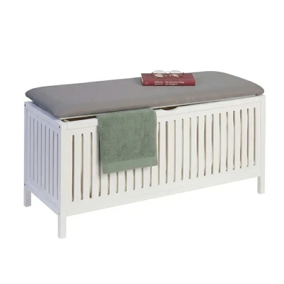 Wäschekorb zum Sitzen Wäschesammler Wäschehocker Bad Hocker Wäschebox Walnuss - Bild 1 von 2