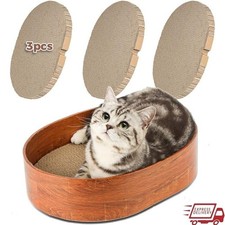 2in1 Cat Scratcher Bed Natural Cardboard Scratch Box Indoor Lounge Comfort New