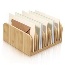 Desk Mail Organizer Bamboo File Holders Countertop Paper Organizer Letter