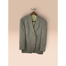 Ermenegildo Zegna Soft Tan Houndstooth Blazer 100 Wool Italian Size US 44R