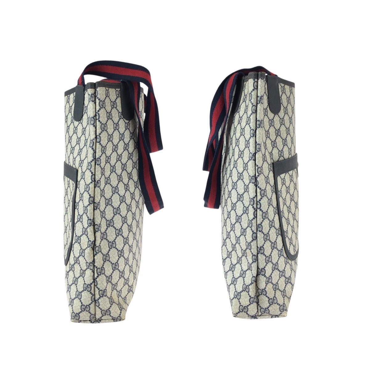 GUCCI vintage Old Gucci Web Stripe Tote Bag Unisex Navy red GG Supreme Canvas GG thumbnail 8