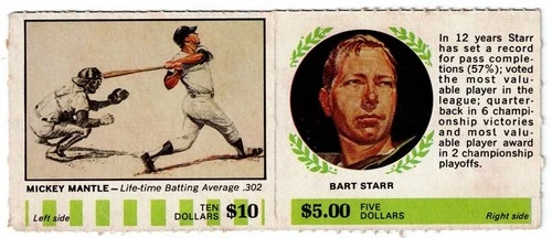 1968 American Oil Winners Circle Panel: Mickey Mantle & Bart Starr - Rare Intact