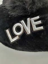 RARE FITFLOP LOVE SIZE 5/38 ALL BLACK FAUX FUR HOUSE SLIPPERS VGC FREE P&P 