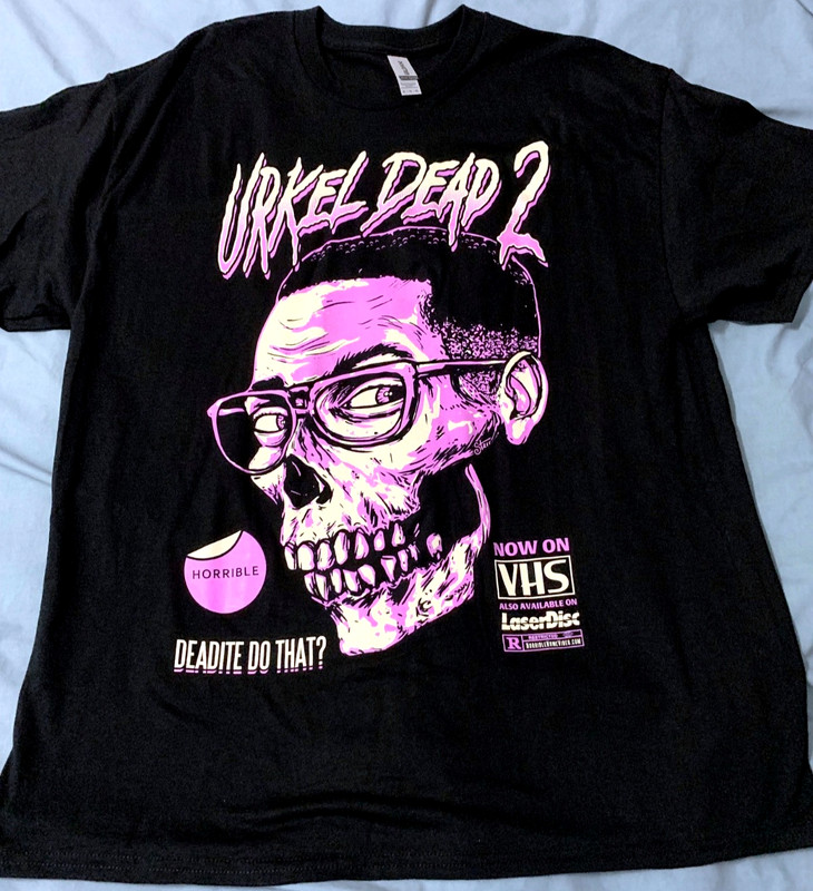 HORRIBLE HOME VIDEO THE URKEL DEAD SHIRT XL MOVIE FILM HORROR EVIL VHS FAMILY