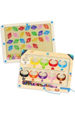 2-in-1 Montessori Magnetisches Labyrinth Alphabet, Zahlen & Farben Sortierspielzeug für Kinder 