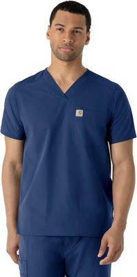 Carhartt Force Scrub Top Men's Modern Fit V-Neck 4 Pocket Navy