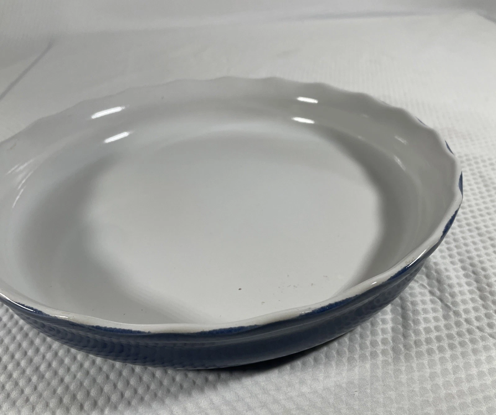 Over And Back Blue 10.75” Pie Plate Made In Portugal.