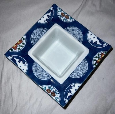 Antiker chinesischer Zigarren Aschenbecher blau-weiße Original Bone Porzellan!RR