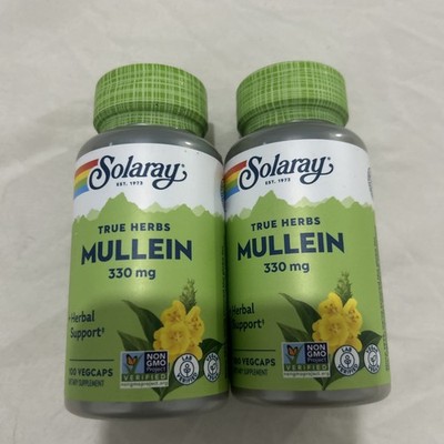 X2 Solaray Mullein Leaves 330mg 100 VegCap Each Exp/10/28