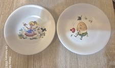 Vintage Axe Vale Pottery Children's Nursery Bowls 1950's Devon England