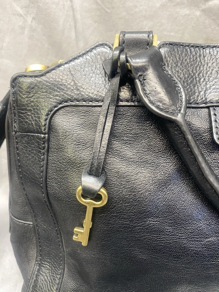 Fossil Sydney Satchel Black Leather Crossbody Shoulder Handbag Original Style - Image 3 of 4