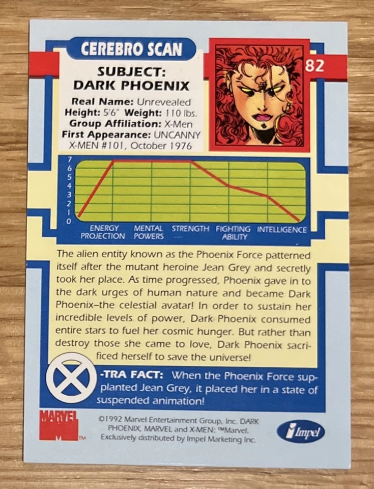 IMPEL MARVEL 1992 MINT CARD! DARK PHOENIX - EX X-MEN #82 - Image 2 of 3