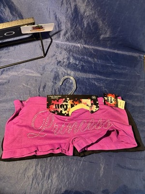 NEW Hot Kiss Seamless Boyshorts 2-Pack Sz M Black/Pink Sparkle Undies