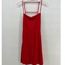 Lulus Red Ribbed Spaghetti Strap Mini Dress Backless Cutout Women's Size M NEW