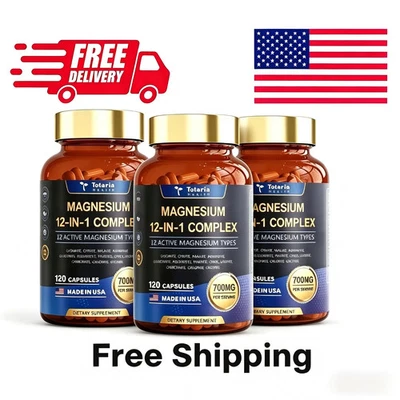 3 Bottles  Totaria Magnesium 12-in-1 Complex 700mg,Free Shipping - Image 1 of 4