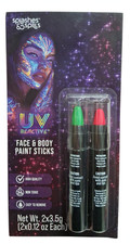 SPLASHES SPILLS UV REACTIVE FACE AND BODY PAINT STICKS GREEN/PINK 2PCK