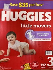 Huggies Little Movers Outstanding Active Fit Diapers, Size 3 16-28lbs , 192ct
