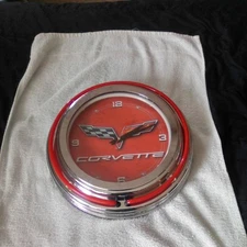 Neon Clock - Retro Corvette C6 RED Analog Wall Clock.(Pull Chain is missing)