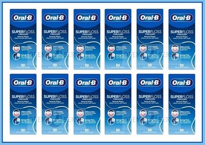 12x Oral B Dental SuperFloss - Zahnspange | Weite Räume | Brücken - 50 vorgeschnittene Strähnen