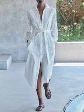 NEW ZARA ZW COLLECTION CUTWORK EMBROIDERY DRESS WHITE 3129/265 SIZE M BNWT