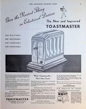 Original Vintage 1930 Toastmaster Automatic Toaster Ad:Art Deco Kitchen Applianc
