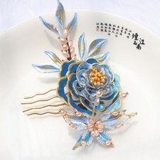 Peony Hair Comb Wrapped with Flowers and Woven with Beads Hair Accessories