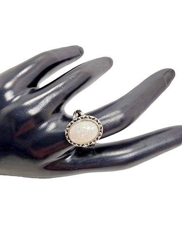 Rainbow Moonstone Gemstone Silver Handwork Ring size 8.5