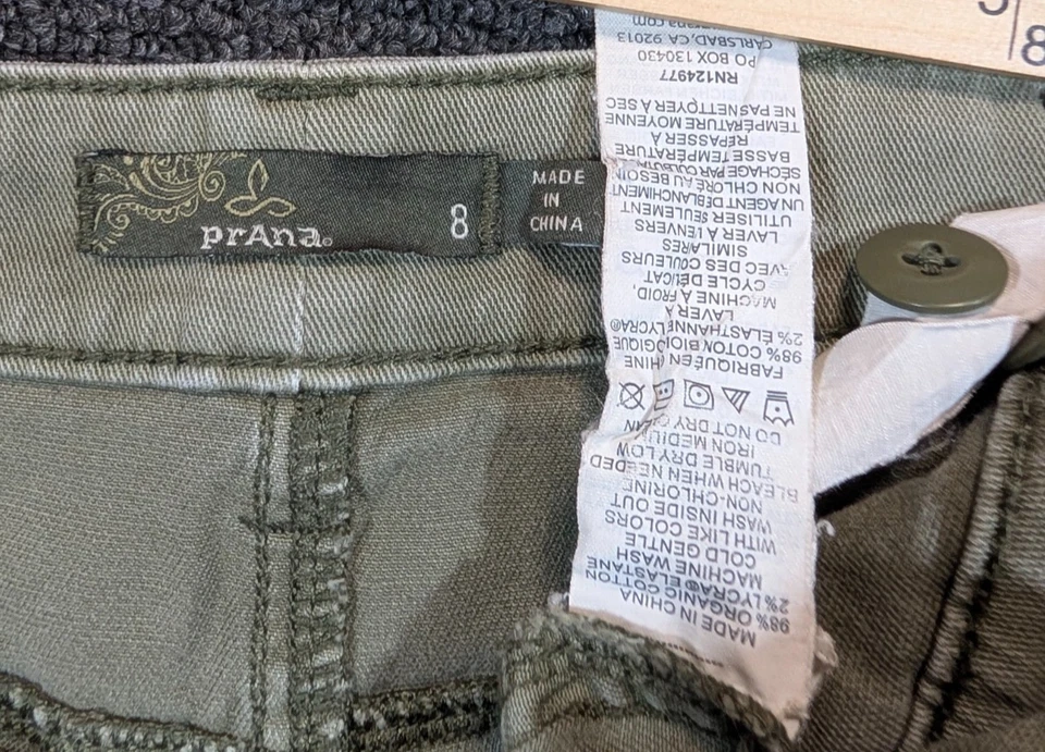 Pantalones para mujer prAna 8 (33x26) verde oliva senderismo aire libre Foto 4 de 4