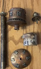 Handmade Buddhist Copper Prayer Wheel with Tibetan Script and Floral Design
