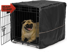 Small Dog Crate Cover, Black Polyester Privacy Kennel Cover Fits Most 24-Inch Cr