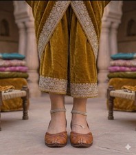 Indian Shoes Women Handmade Leather Mojaries Jutties Flats Punjabi Mojari US 5.5