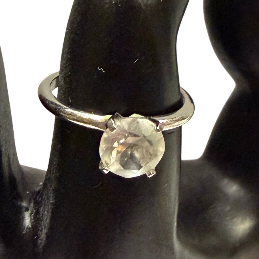 Silver Plated Solitaire Diamond Ring Round Cut En… - image 2