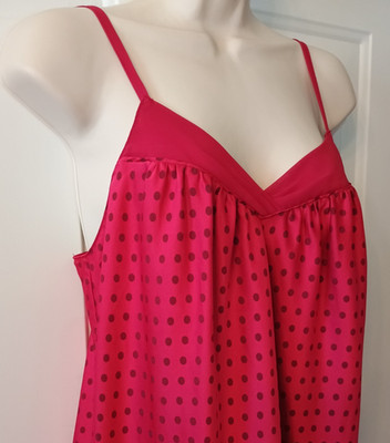 Cabernet by Sleep Sense Spaghetti Strap Red Polka Dot Chemise Nightgown sz S