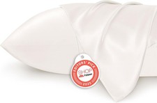 Bedsure Satin Pillowcases, Similar to Silk Pillow Cases, Ivory, 20x26 2 Pack