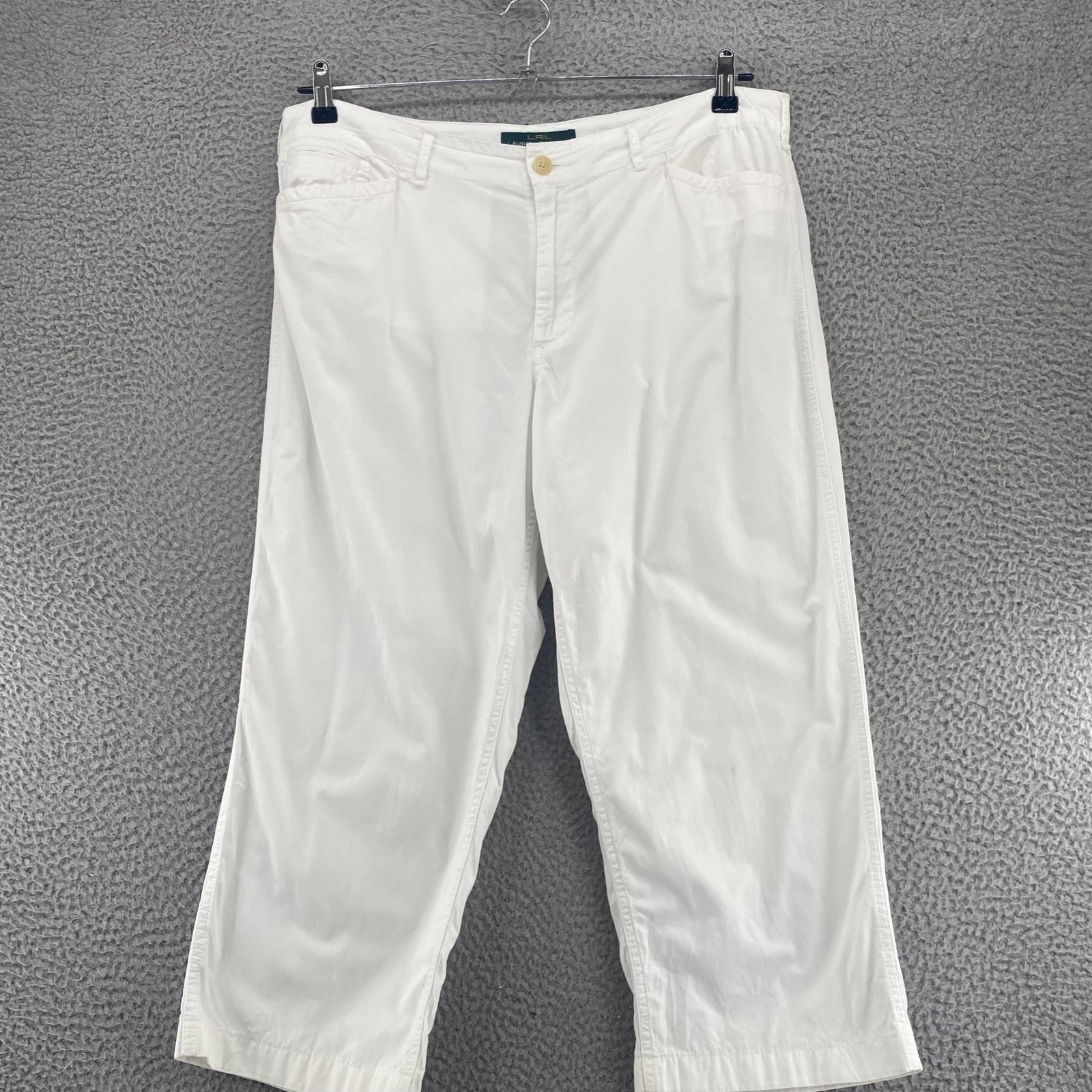 Lauren Ralph Lauren Pants Womens 14 White Cotton Twill Capris Stretch Pockets