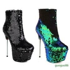 Women's Party High Heels Platform Sequins Ankle Boots Clubwear Dress Party Shoes