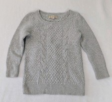 Ann Taylor Loft Wool Blend Sweater Women's XS Gray Pullover Basket Weave
