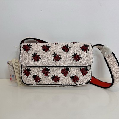 Handcrafted in India multi color Lady bug beaded clutch purse bag NWT