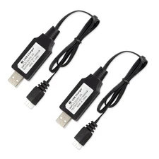 2 Pack USB Charger Cable for 7.4V 1A 2S LiPo & Li-ion Batteries – USB to XH-3...