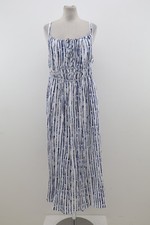 M&S Women's Dress Blue/White Tie-Dye Stripe Adjustable Strap Square Neck New