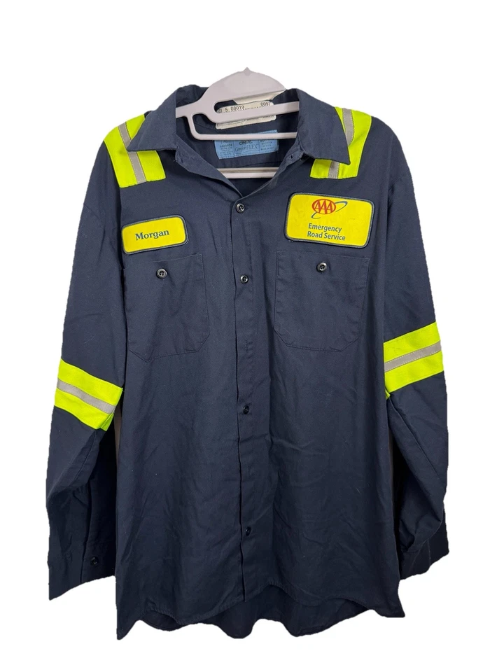 Camisa de trabajo vintage para hombre Cintas grande azul marino manga larga Foto 2 de 4