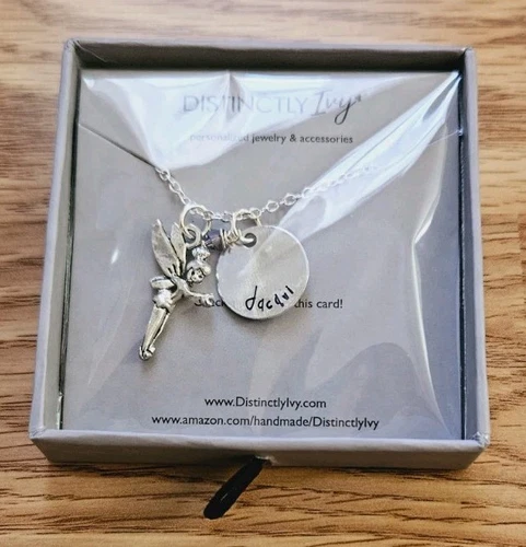 Distinctly Ivy Silver Jewelery Tinkerbell Charm Necklace Smile Chain - Picture 1 of 5