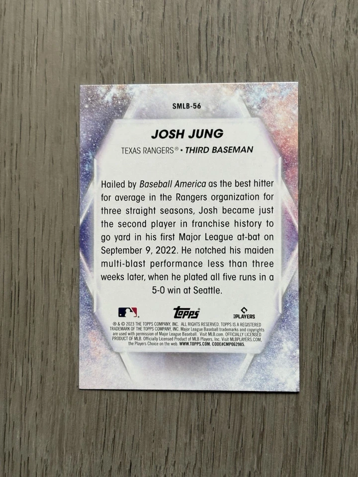 2023 MLB Topps Stars of the MLB | Josh Jung RC | #SMLB-56 | Texas Rangers - Image 2 of 2