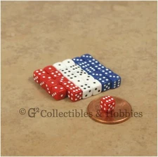 NEW 5mm Deluxe Rounded Edge 30 MINI Dice Set Red White Blue RPG Game Tiny D6